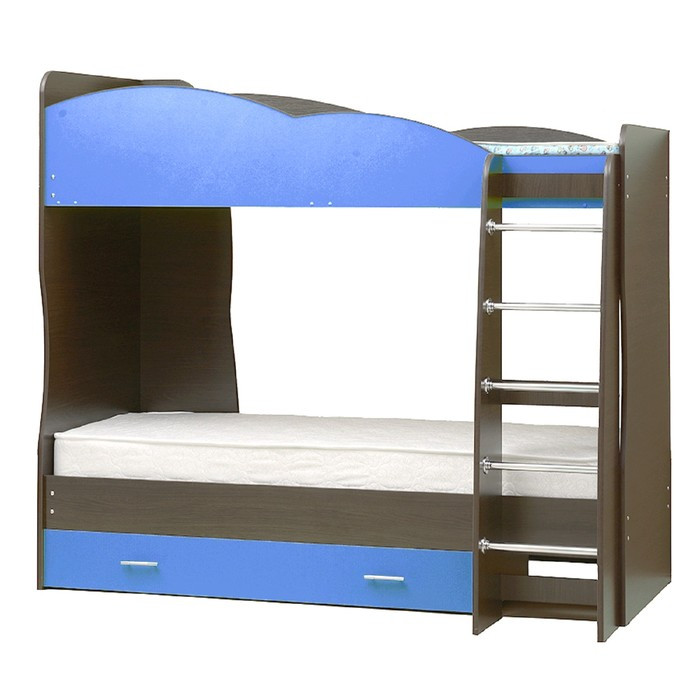 Кровать детская двухъярусная «Юниор 2.1», 800 × 2000 мм, лдсп, цвет венге / синий - фото 1 - id-p199311353