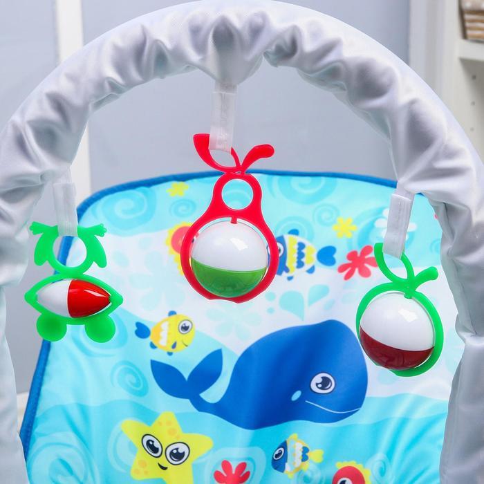 Шезлонг-качалка для новорождённых «Морское приключение», игровая дуга, съёмные игрушки МИКС - фото 2 - id-p199293347