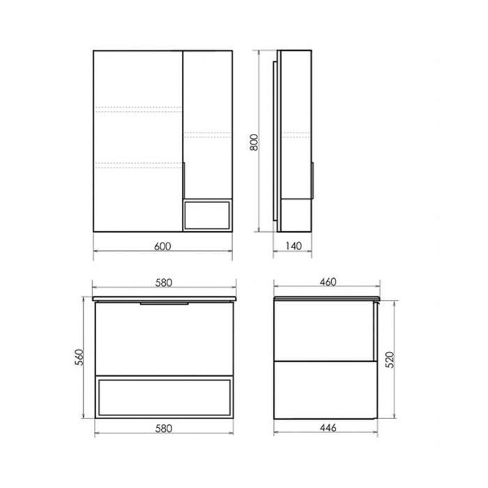 Зеркало-шкаф COMFORTY «Франкфурт-60», дуб шоколадно-коричневый - фото 2 - id-p199308923