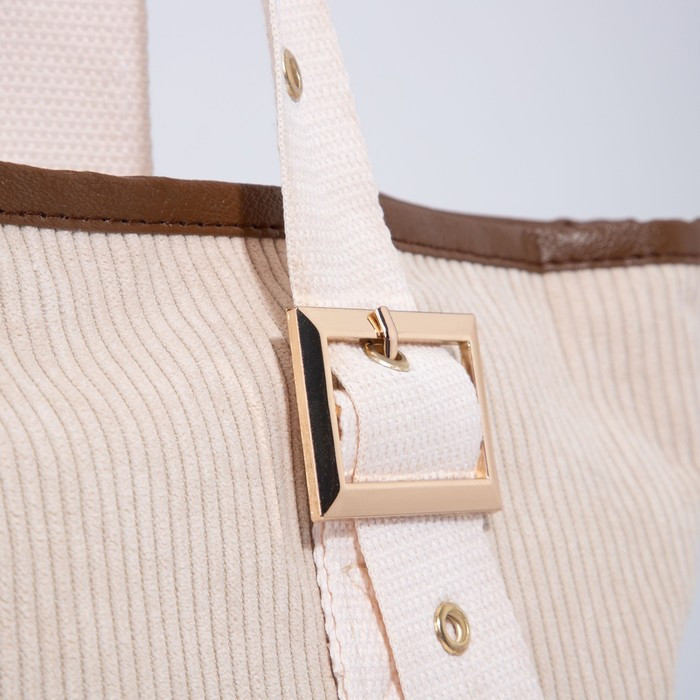 Сумка-шопер на молнии, наружный карман, цвет бежевый - фото 4 - id-p199284721