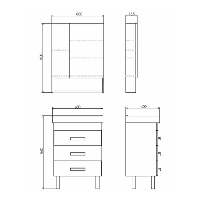 Зеркало-шкаф COMFORTY «Никосия-60» дуб темный - фото 3 - id-p199308933