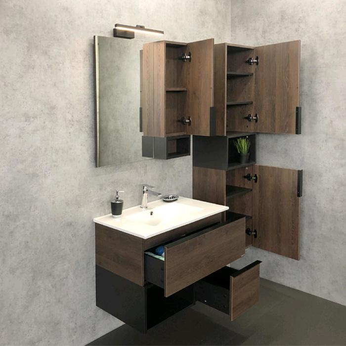 Зеркало-шкаф COMFORTY «Франкфурт-75», дуб шоколадно-коричневый - фото 2 - id-p199308942