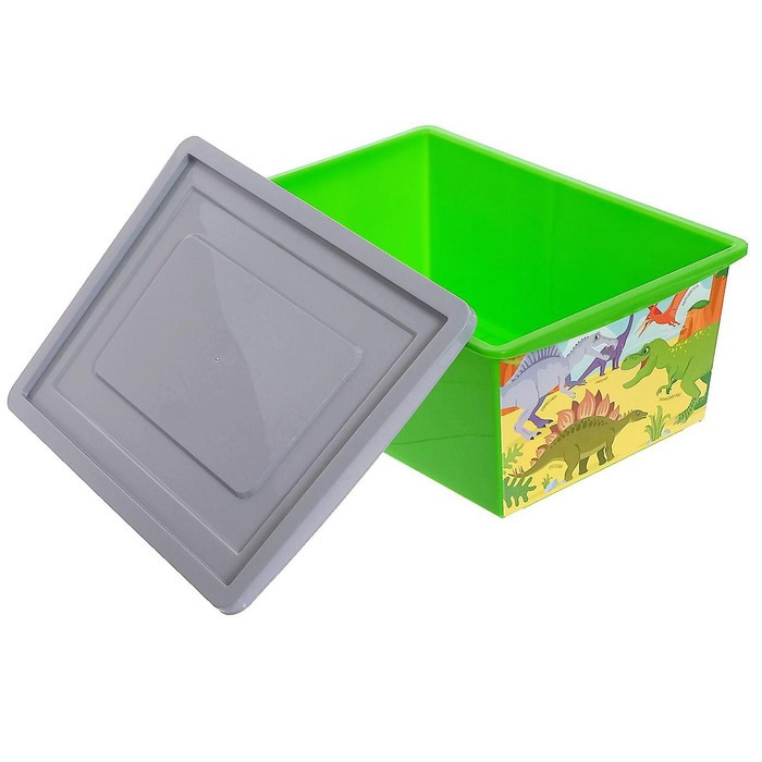 Ящик для игрушек, с крышкой, «Дино. Стегозавр», объём 30 л, цвет салатовый - фото 4 - id-p199292489