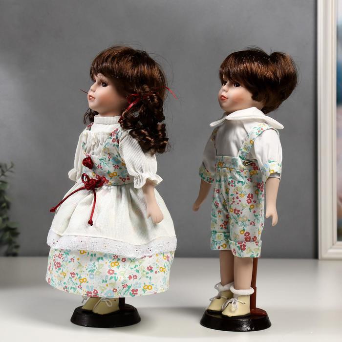 Кукла коллекционная парочка набор 2 шт "Стася и Егор в нарядах в цветочек" 30 см - фото 2 - id-p199295637
