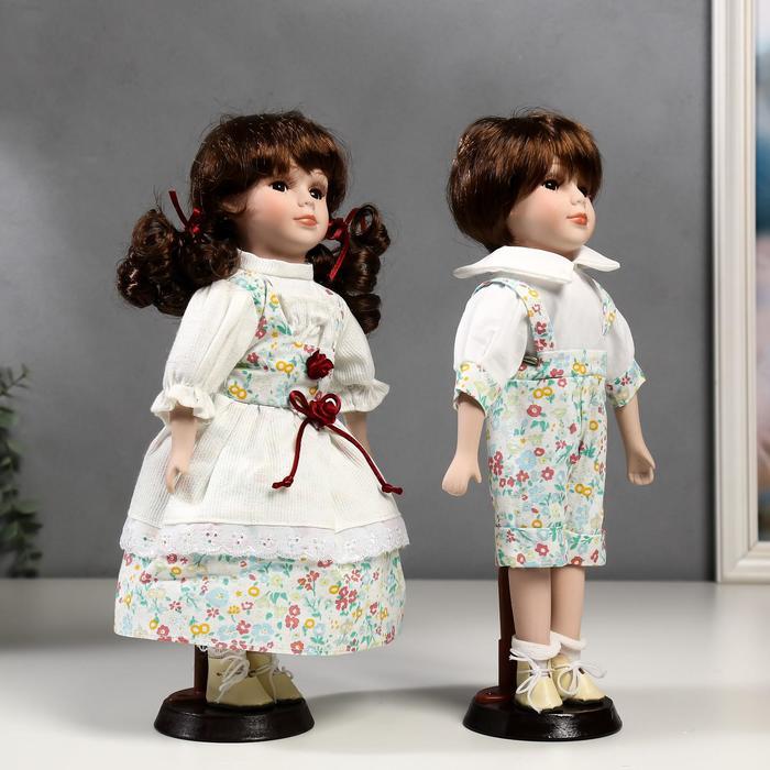 Кукла коллекционная парочка набор 2 шт "Стася и Егор в нарядах в цветочек" 30 см - фото 3 - id-p199295637
