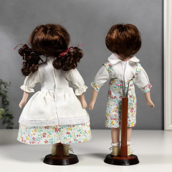 Кукла коллекционная парочка набор 2 шт "Стася и Егор в нарядах в цветочек" 30 см - фото 4 - id-p199295637