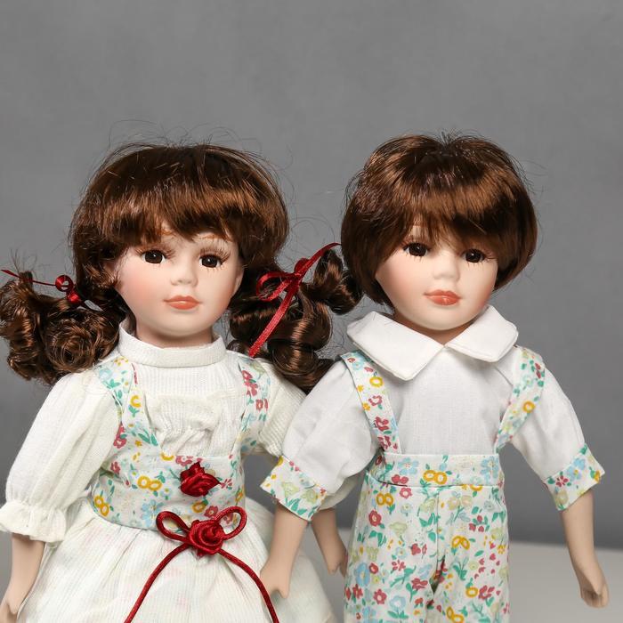 Кукла коллекционная парочка набор 2 шт "Стася и Егор в нарядах в цветочек" 30 см - фото 5 - id-p199295637