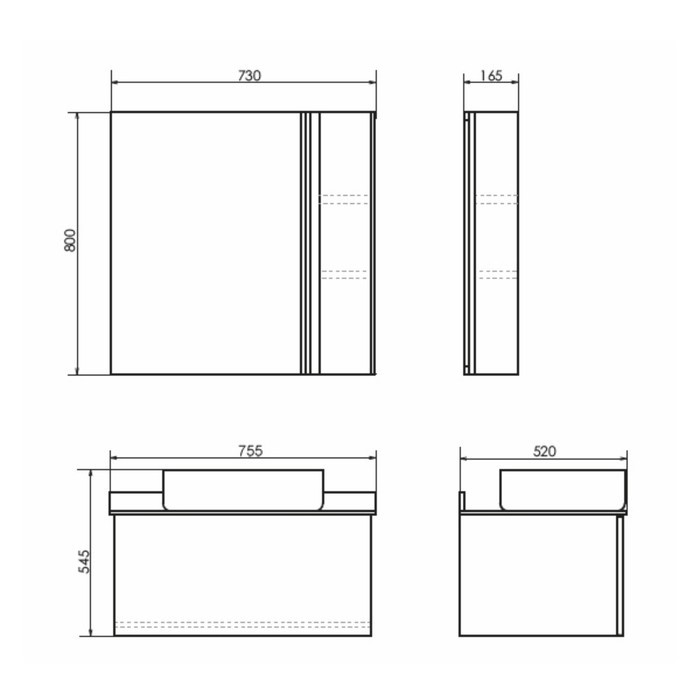 Зеркало-шкаф COMFORTY «Эдинбург-75», бетон светлый - фото 3 - id-p199308966