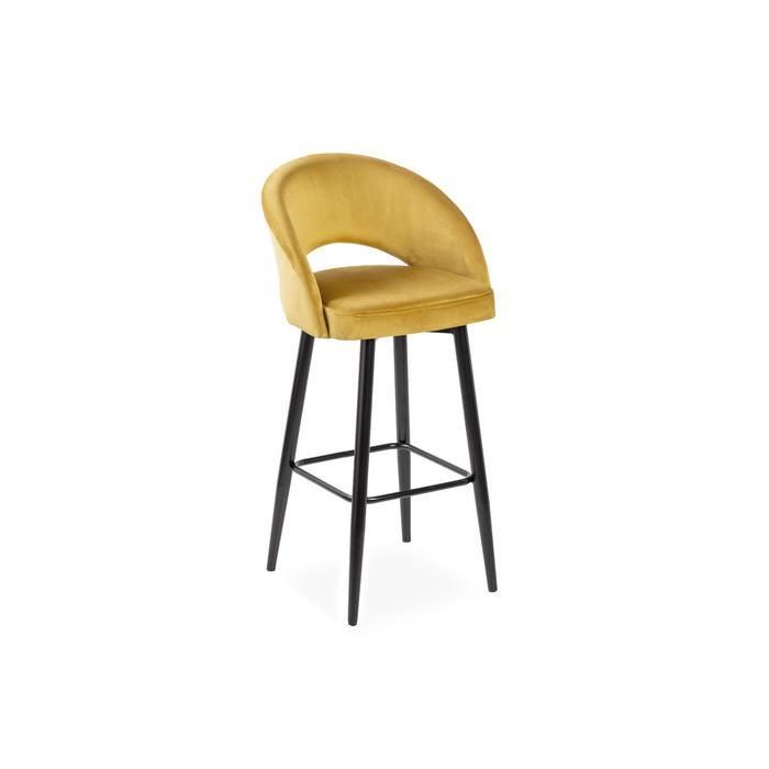 Барный стул Мирелла Золотой велюр 14/ Хард металл Черный глянец - фото 1 - id-p199312501