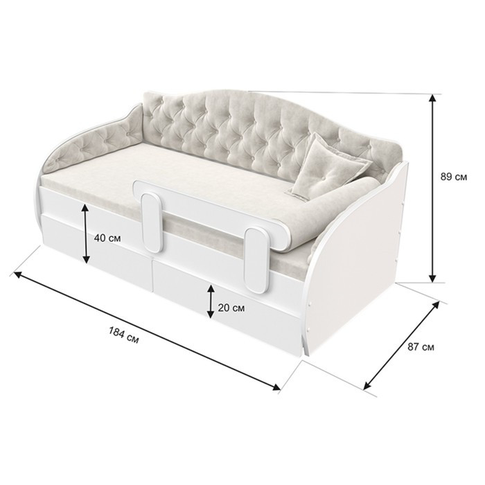 Кровать-тахта «КарлСон24» «ВЭЛЛИ», 87х185х89 см, белая - фото 2 - id-p199315014