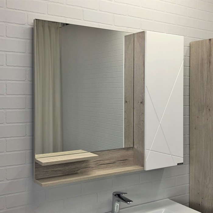 Зеркало-шкаф COMFORTY «Мерано-90» белый/дуб дымчатый - фото 1 - id-p199308995