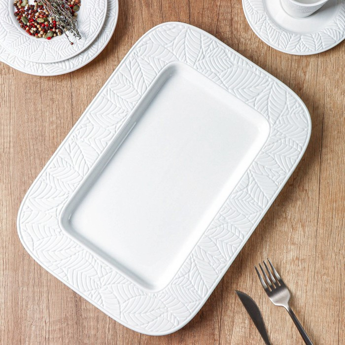 Блюдо фарфоровое прямоугольное Magistro Сrotone, 35,7×25,6×3,1 см, цвет белый - фото 2 - id-p199302463