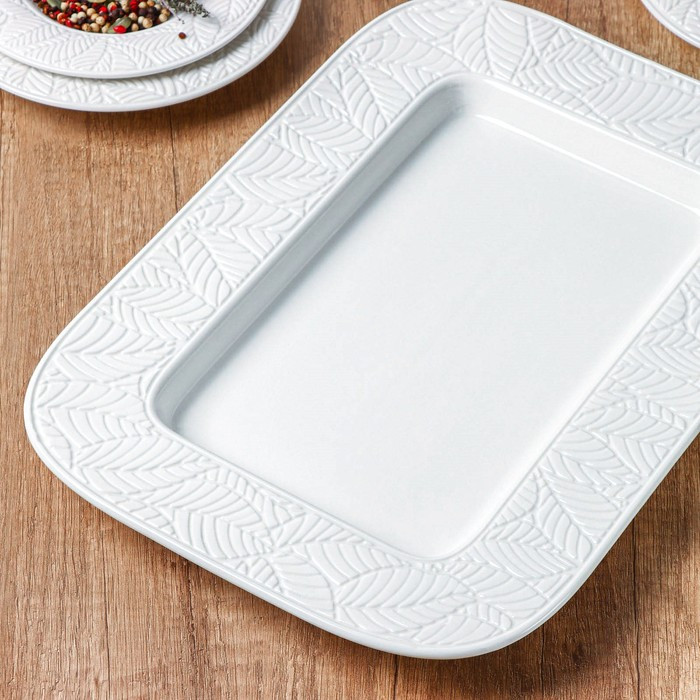 Блюдо фарфоровое прямоугольное Magistro Сrotone, 35,7×25,6×3,1 см, цвет белый - фото 3 - id-p199302463
