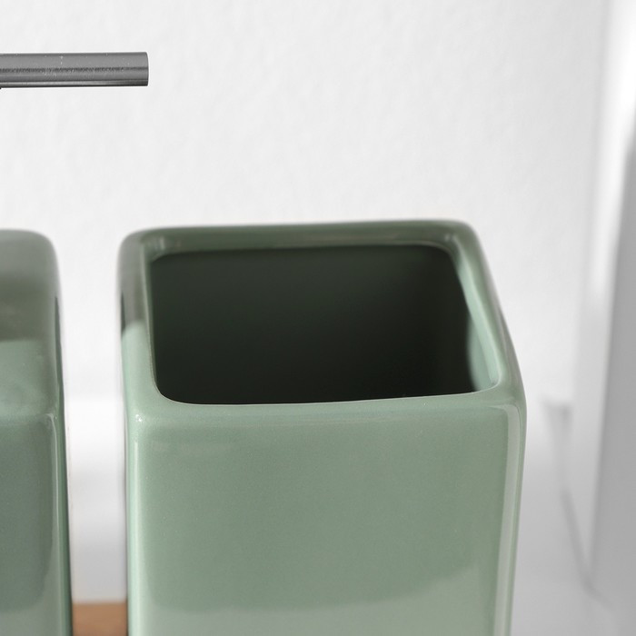 Набор аксессуаров для ванной комнаты SAVANNA Square, 4 предмета (дозатор для мыла, 2 стакана, подставка), цвет - фото 3 - id-p199322813