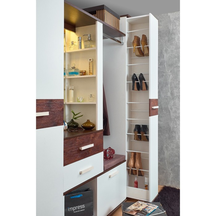 Шкаф для обуви «Норвуд 73», 300 × 2125 × 400 мм, цвет белый / орех шоколадный - фото 4 - id-p199314470