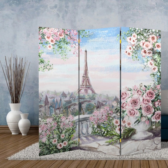 Ширма "Картина маслом. Розы и Париж", 150 х 160 см - фото 1 - id-p199321063
