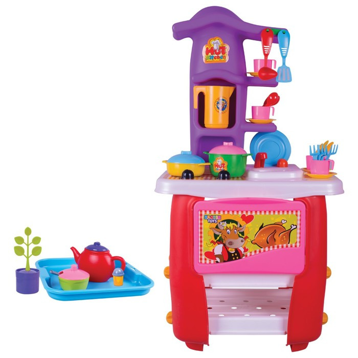 Кухня игровая Hut Kitchen, с набором, 45 предметов, цвет красно-фиолетовый - фото 1 - id-p199328802