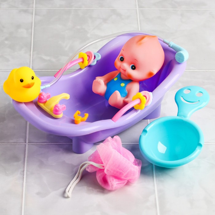 Набор игрушек для купания «Пупсик в ванне», 5 предметов, цвет СЮРПРИЗ - фото 3 - id-p199295727
