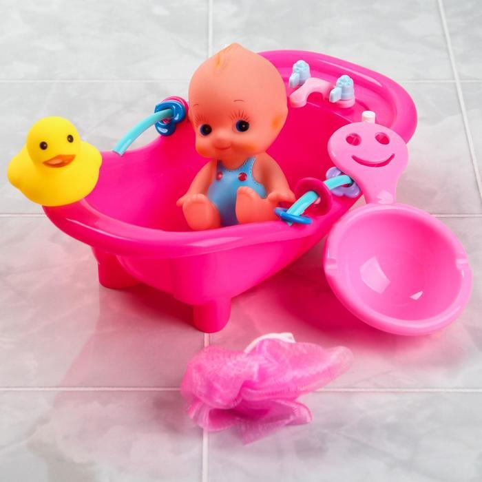 Набор игрушек для купания «Пупсик в ванне», 5 предметов, цвет СЮРПРИЗ - фото 4 - id-p199295727
