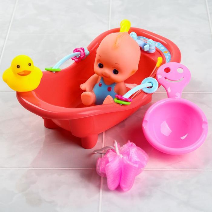 Набор игрушек для купания «Пупсик в ванне», 5 предметов, цвет СЮРПРИЗ - фото 7 - id-p199295727