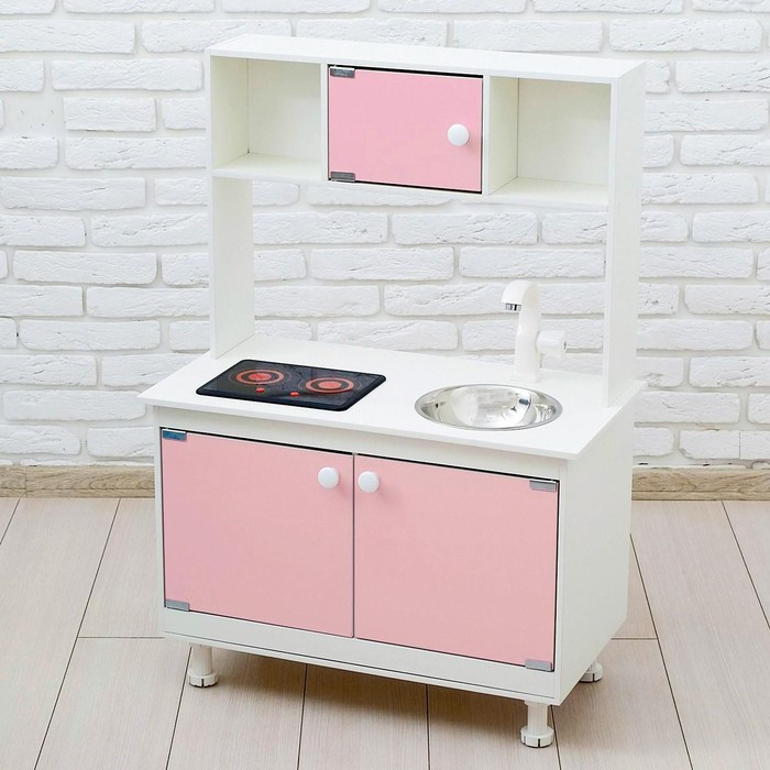 Игровая мебель «Кухонный гарнитур», световые и звуковые эффекты, цвет розовый, интерактивная панель - фото 1 - id-p199328813
