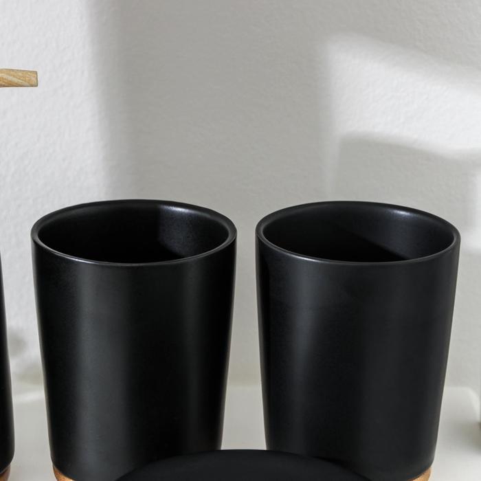 Набор аксессуаров для ванной комнаты «Эко», 4 предмета (мыльница, дозатор для мыла, 2 стакана), цвет чёрный - фото 3 - id-p199322868