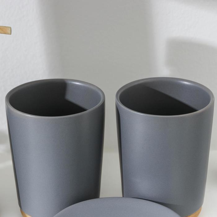 Набор аксессуаров для ванной комнаты «Эко», 4 предмета (мыльница, дозатор для мыла, 2 стакана), цвет серый - фото 3 - id-p199322870