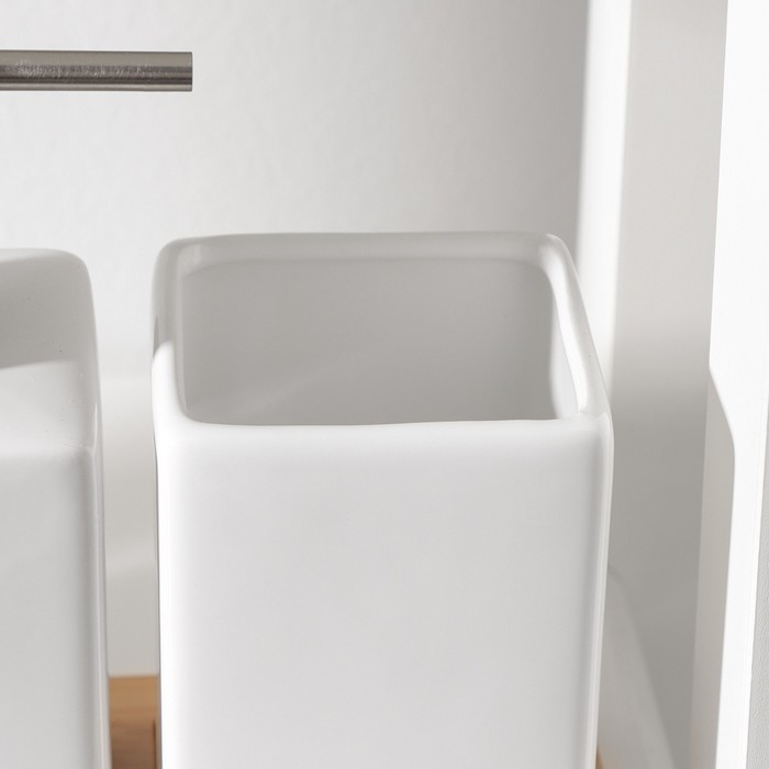 Набор аксессуаров для ванной комнаты SAVANNA Square, 4 предмета (дозатор для мыла, 2 стакана, подставка), цвет - фото 4 - id-p199322882