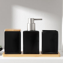 Набор аксессуаров для ванной комнаты SAVANNA Square, 4 предмета (дозатор для мыла, 2 стакана, подставка), цвет