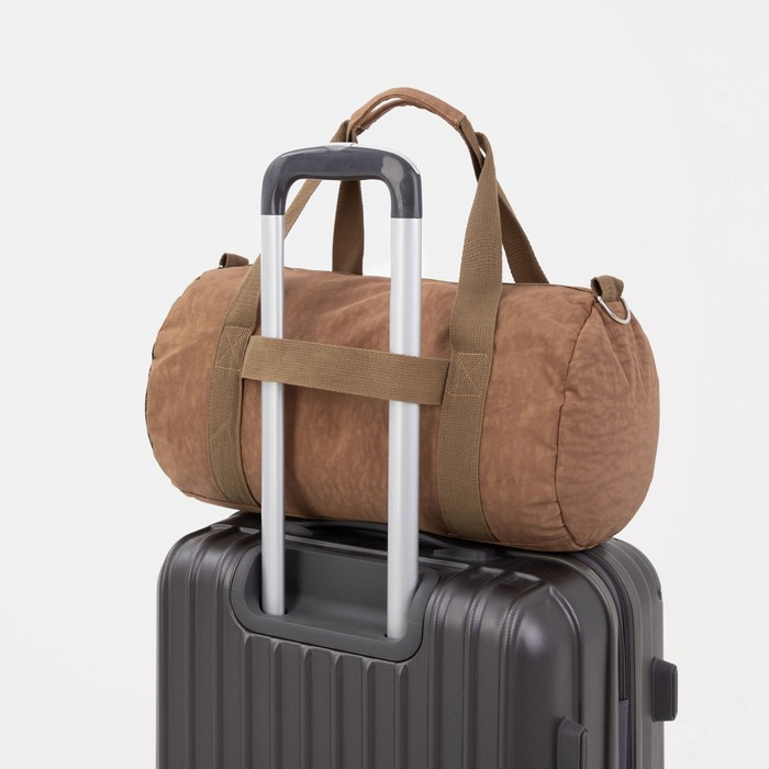 Сумка спортивная на молнии, наружный карман, держатель для чемодана, цвет бежевый - фото 4 - id-p199282690