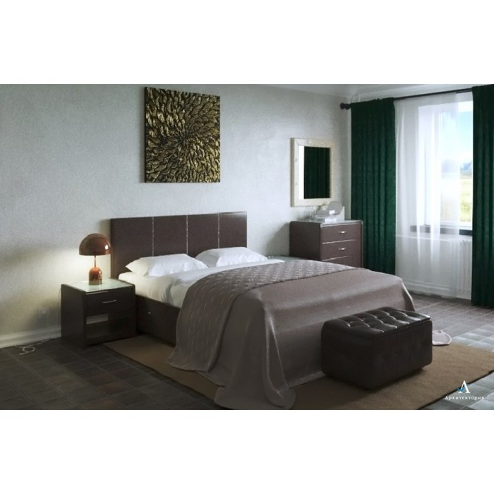 Кровать «Атриум» без ПМ, 1400×2000 мм, встроенное основание, цвет пралине - фото 1 - id-p199315117