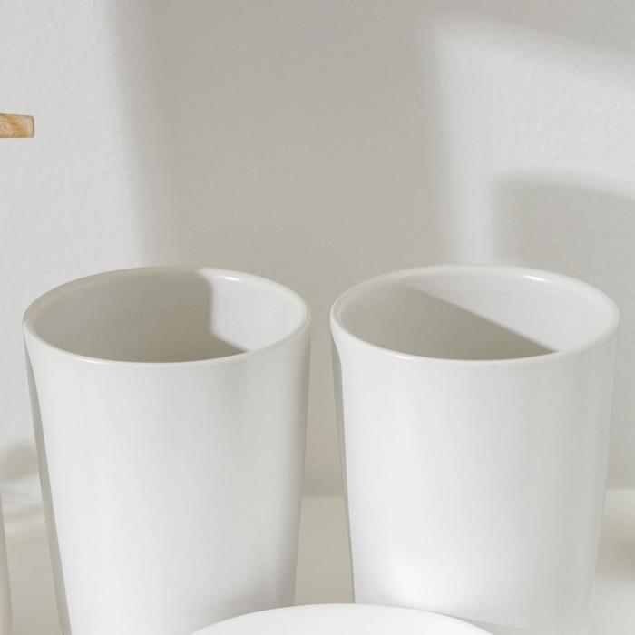 Набор аксессуаров для ванной комнаты «Эко», 4 предмета (мыльница, дозатор для мыла, 2 стакана), цвет белый - фото 3 - id-p199322889