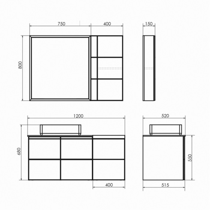 Шкаф подвесной COMFORTY «Таллин-40» Белый матовый/Дуб натуральный - фото 3 - id-p199309100