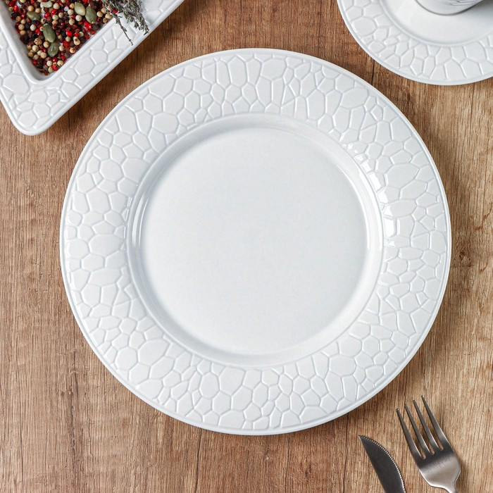 Тарелка фарфоровая обеденная Magistro Rodos, d=25,8 см, цвет белый - фото 2 - id-p199302572