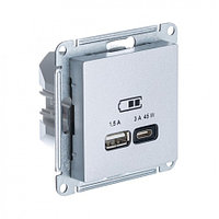 USB розетка A + тип-C 45W высокоскор.заряд. QC,PD, цвет Алюминий (Schneider Electric ATLAS DESIGN)