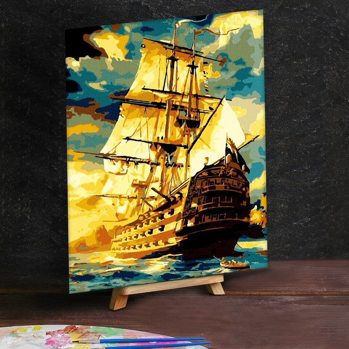 Картина по номерам на холсте 40×50 см «Корабль в океане» - фото 3 - id-p199301952