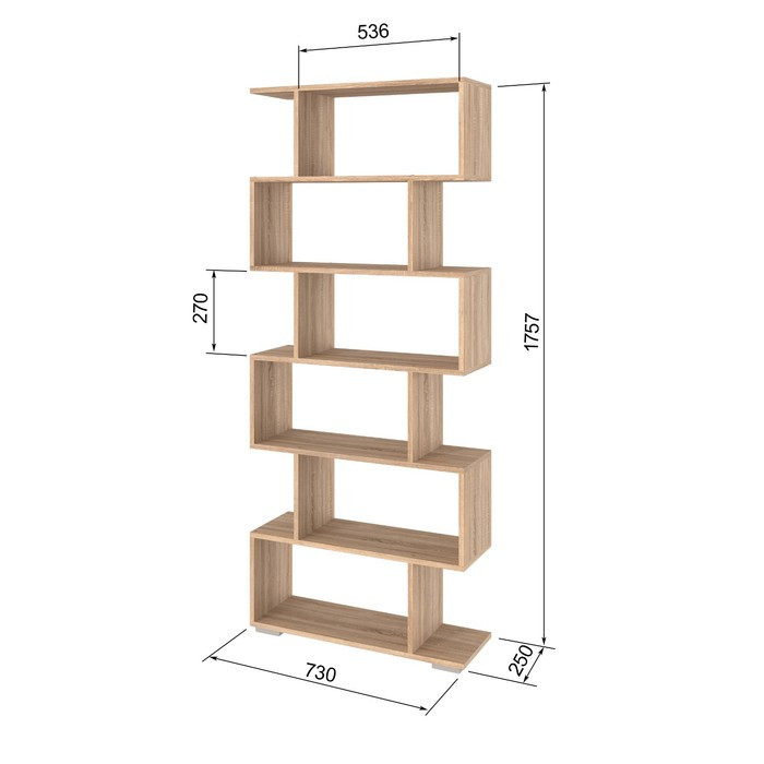 Стеллаж Нордик, 730х250х1750, Дуб сонома - фото 2 - id-p199310505