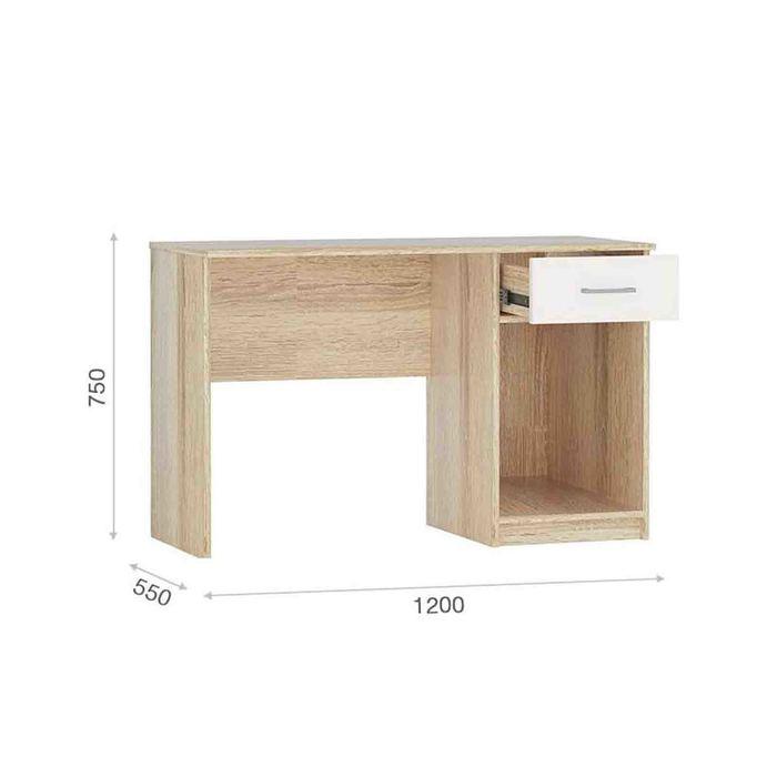 Стол письменный «Стелс 120», 1 ящик, 1200 × 550 × 750 мм, цвет дуб сонома / белый - фото 2 - id-p199312128