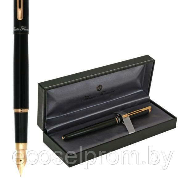 Ручка Перьевая Classico, глянцевый черный лакированый корпус, позолоченные детали - фото 1 - id-p25869225