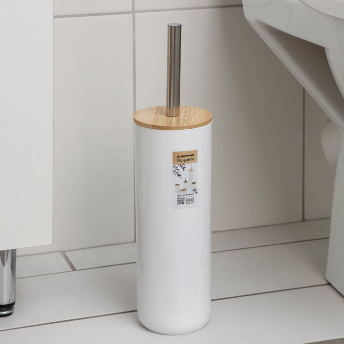 Комплект для туалета «Бамбук», d=9,2 см, h=37,2 см, цвет белый - фото 4 - id-p199322350