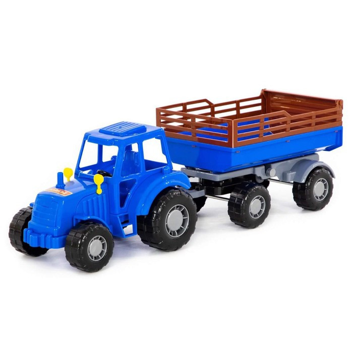 Трактор с прицепом №2, цвет синий (в сеточке) - фото 1 - id-p199291704