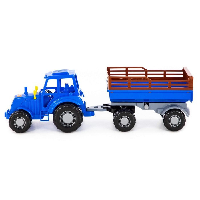 Трактор с прицепом №2, цвет синий (в сеточке) - фото 2 - id-p199291704