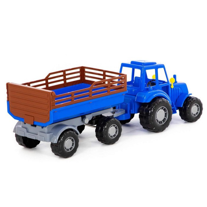 Трактор с прицепом №2, цвет синий (в сеточке) - фото 4 - id-p199291704