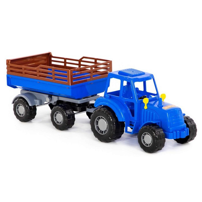 Трактор с прицепом №2, цвет синий (в сеточке) - фото 5 - id-p199291704