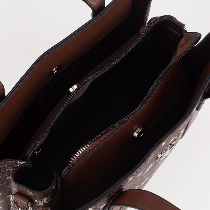Сумка-тоут на молнии David Jones, наружный карман, цвет коричневый - фото 3 - id-p199285011