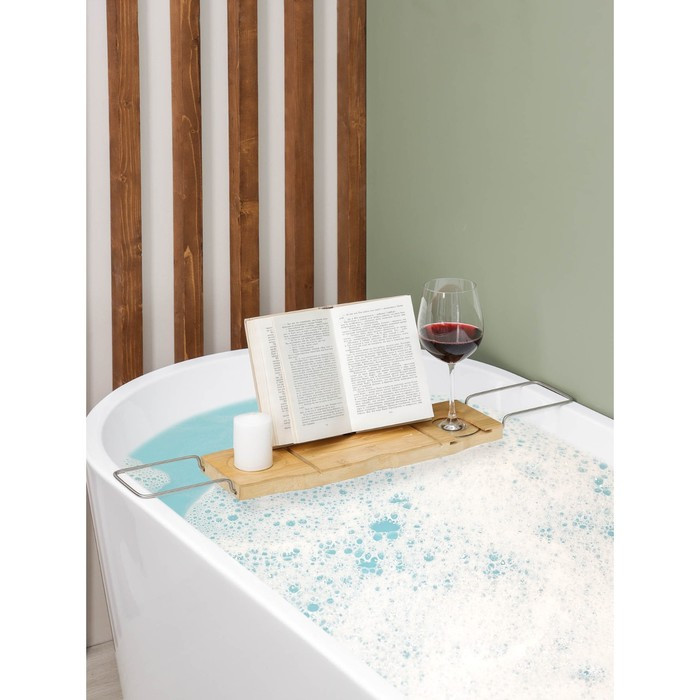 Полка для ванной SAVANNA SPA, 74-95×20,3×2,5 см, бамбук - фото 1 - id-p199323058