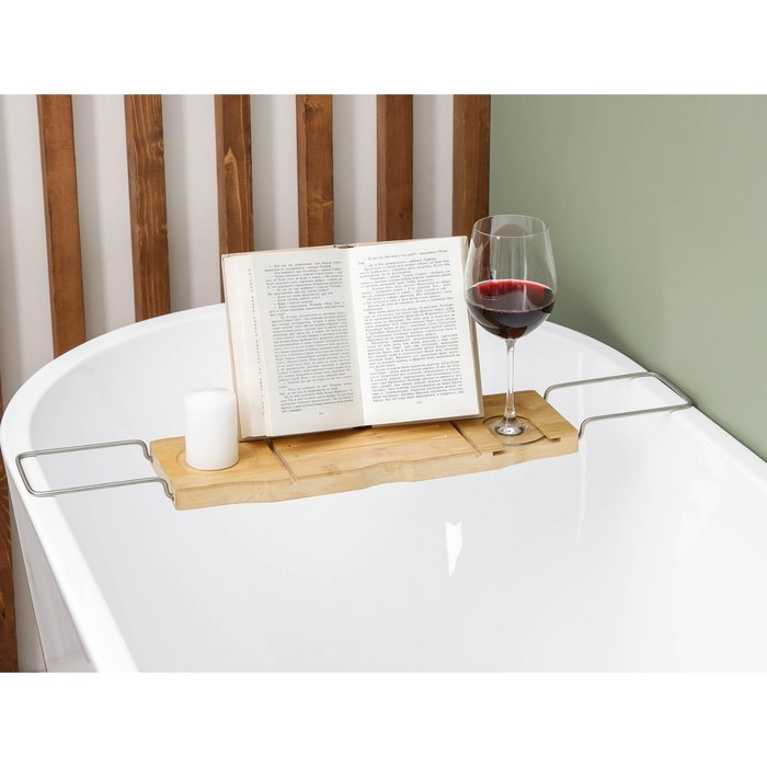 Полка для ванной SAVANNA SPA, 74-95×20,3×2,5 см, бамбук - фото 8 - id-p199323058