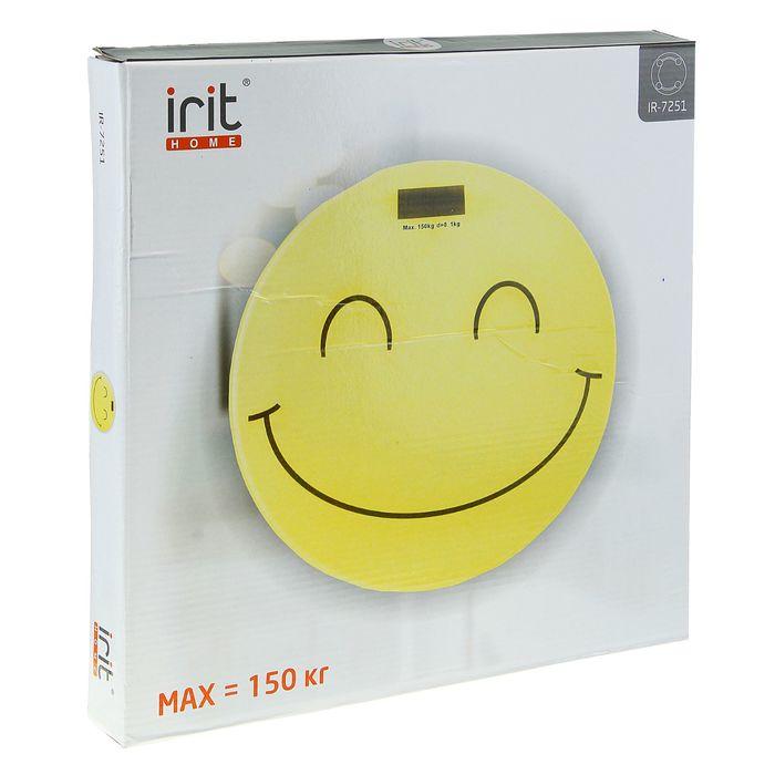 Весы напольные Irit IR-7251, электронные, до 150 кг, стекло, 1хCR2032, рисунок "смайлик" - фото 5 - id-p199327197