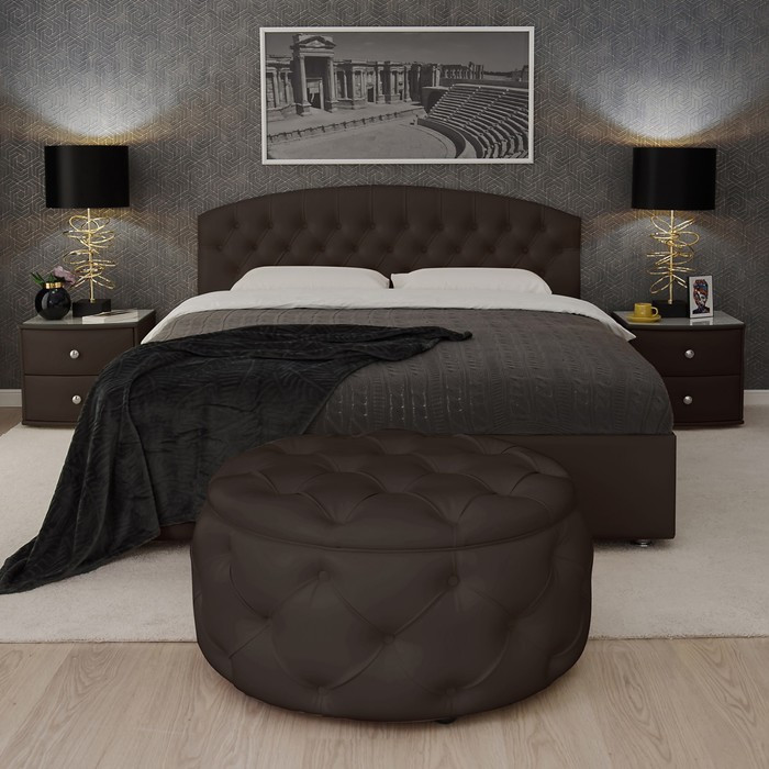 Кровать «Пальмира» без ПМ, 1600 ×2000 мм, встроенное основание, экокожа, цвет пралине - фото 2 - id-p199315288