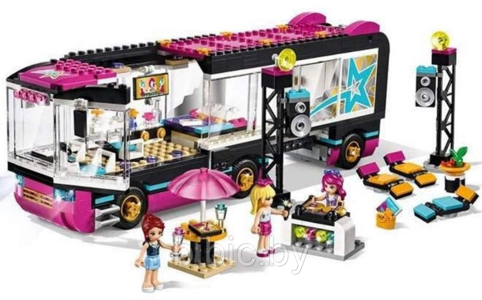 Детский конструктор Автобусный тур поп-звезды 10407 для девочек аналог лего lego дом френдс friends подружки - фото 2 - id-p199332718